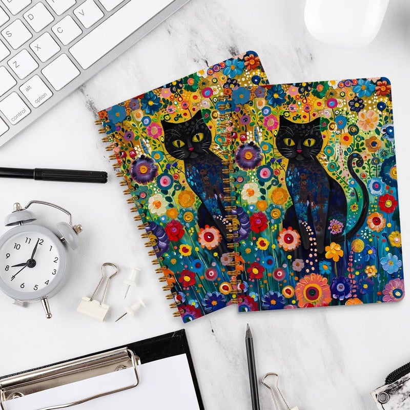 CQM 2 Packs Cat Spiral Notebook Aesthetic College Ruled Journaling Notebooks Cat Themed Gifts for Women Teacher Educator Cute Hardcover Notebook Journals for Writing Classroom Office Home Supplies - Image 4